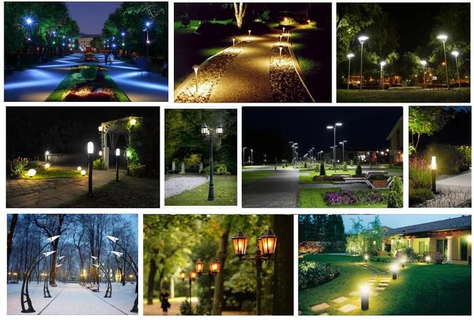 Применение  парковых светильников